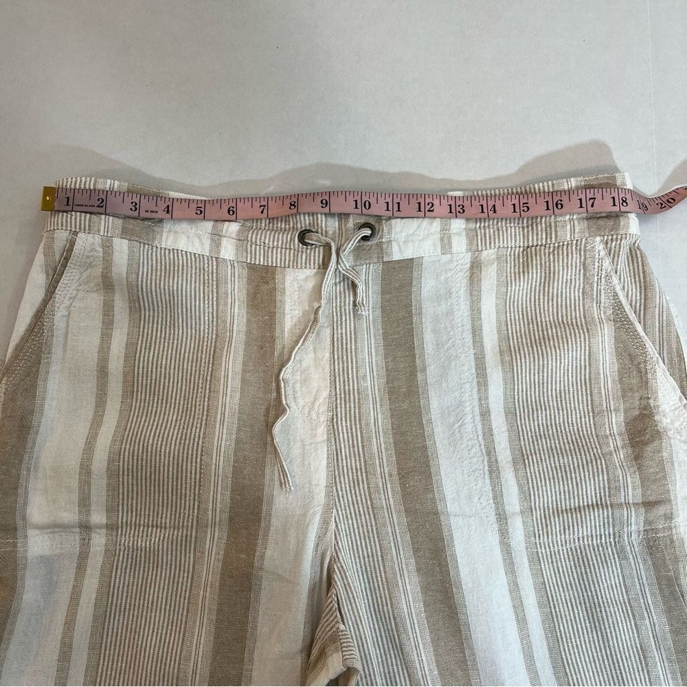 New Denim&Co Linen Blend Pull-on Full Length Striped Pants | Size L - Picture 6 of 9